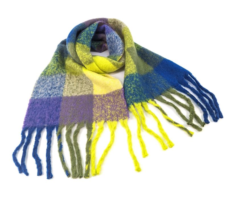 Blanket check scarf - Purple and yellow