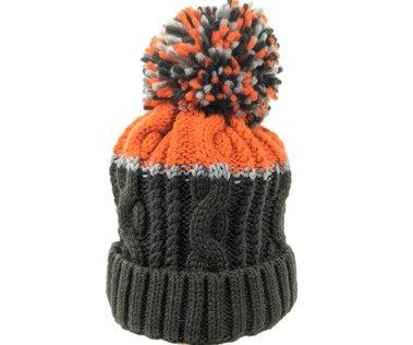 Orange Pompom Bobble Hat