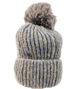 Grey Pompom Bobble Hat